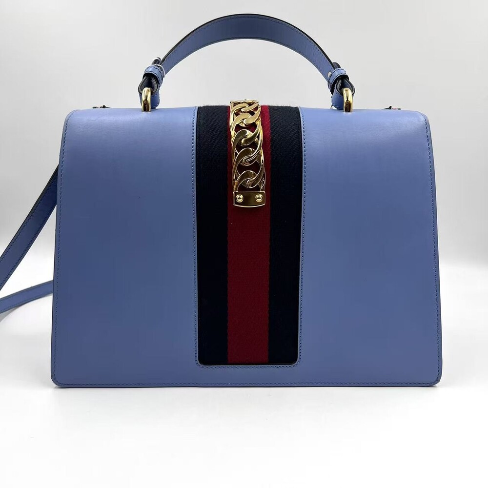 Hj Gucci Blue Clutch Bag Flowers Gg #236197G10B - Picture 2 of 13